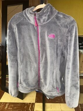 The North Face Gray Fleece Jacket with Pink Accents